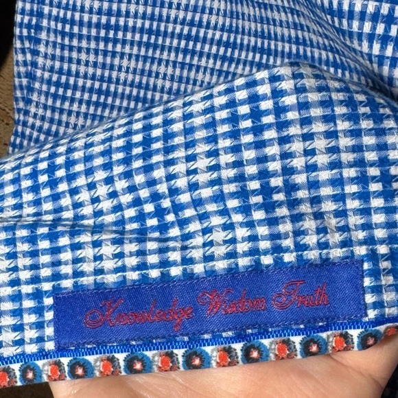 Robert Graham Tailored Fit Long Sleeve Button Up Blue Plaid Shirt XL - Picture 5 of 10